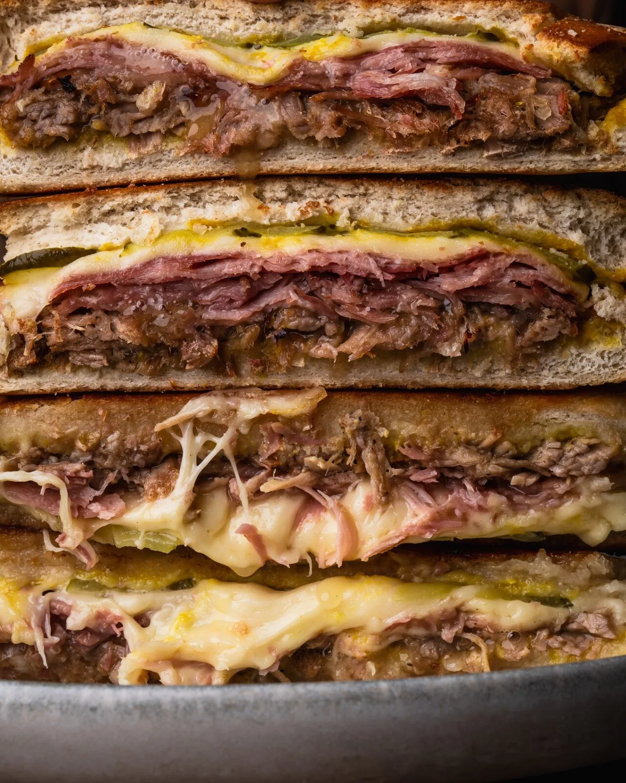 El Jefe's Cubano — pressed, golden, melting cheese and smoked ham